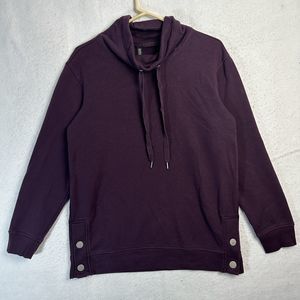 David Jones Women's Cowl Neck Sweatshirt Small Purple Pullover Side Buttons